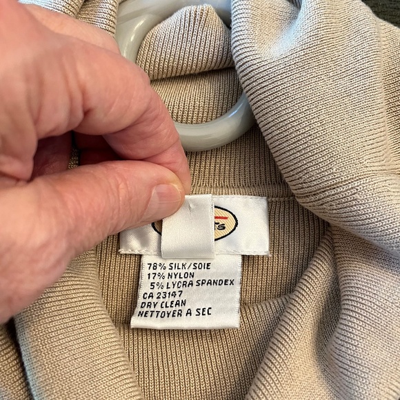 Talbots Camel short sleeve Silk-Lycra blend cowl neck top - Picture 5 of 5